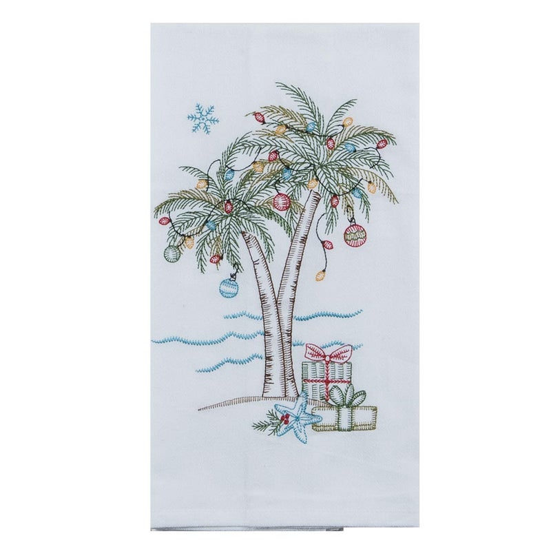 Kay Dee Designs Coastal Holiday Embroidered Flour Sack Towels - Flamingo, Palm Tree, and Sea Turtle - Set of 3 Designs - Image 3